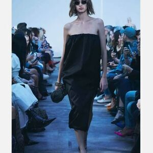 Khaite Women's Black Yara Cotton Viscose Strapless Midi Dress Size 4 $2800+